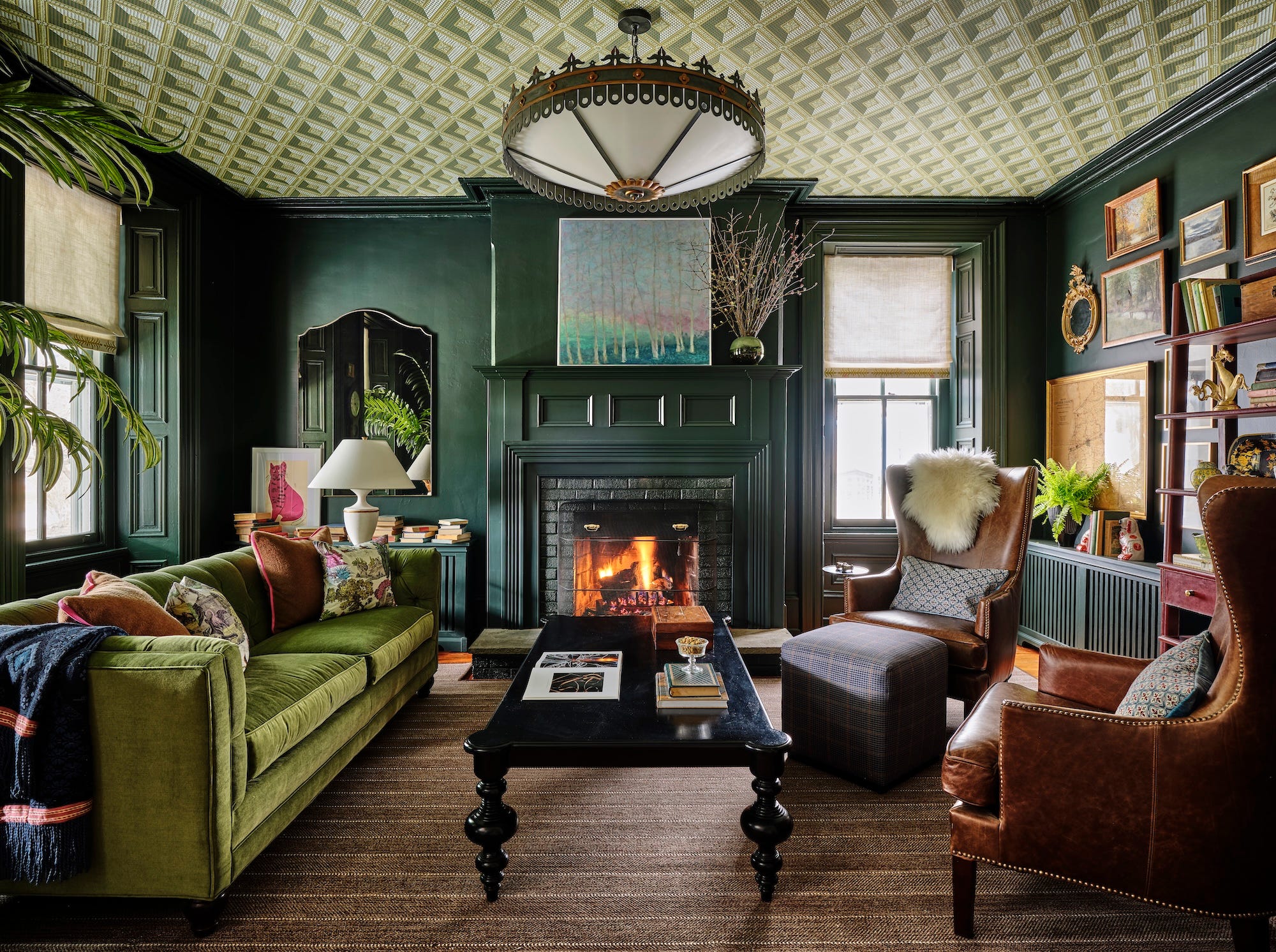 Stunning wallpaper accent wall installation result by Hunts Collective