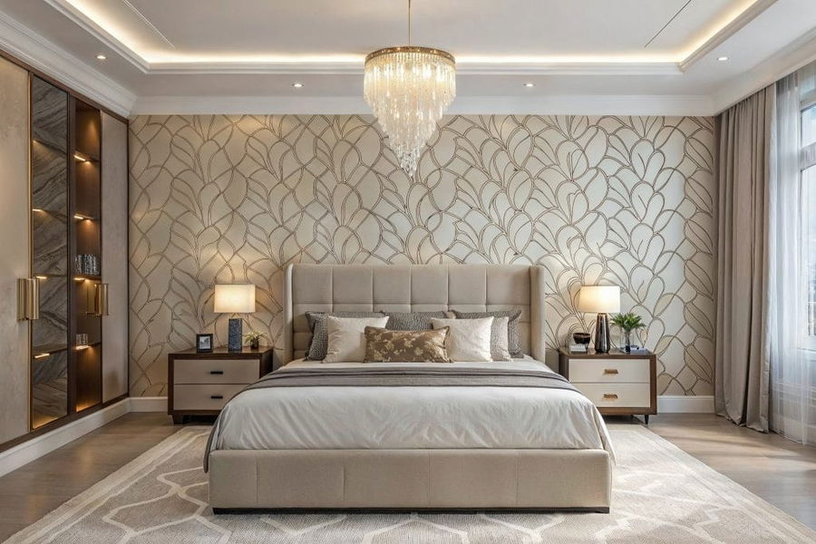 Luxury designer wallpaper installation in a Bronx apartment